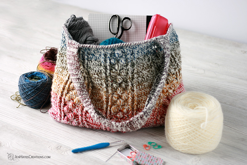 Crocheted yarn bag with structure 8/8, Patterns