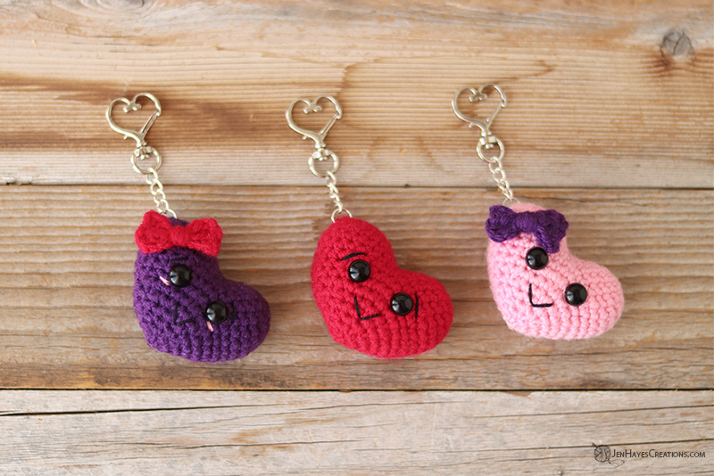 Crochet Puffy Heart Keychain - Jen Hayes Creations